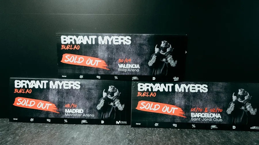 The three sold-out posters for the “Burlao” tour