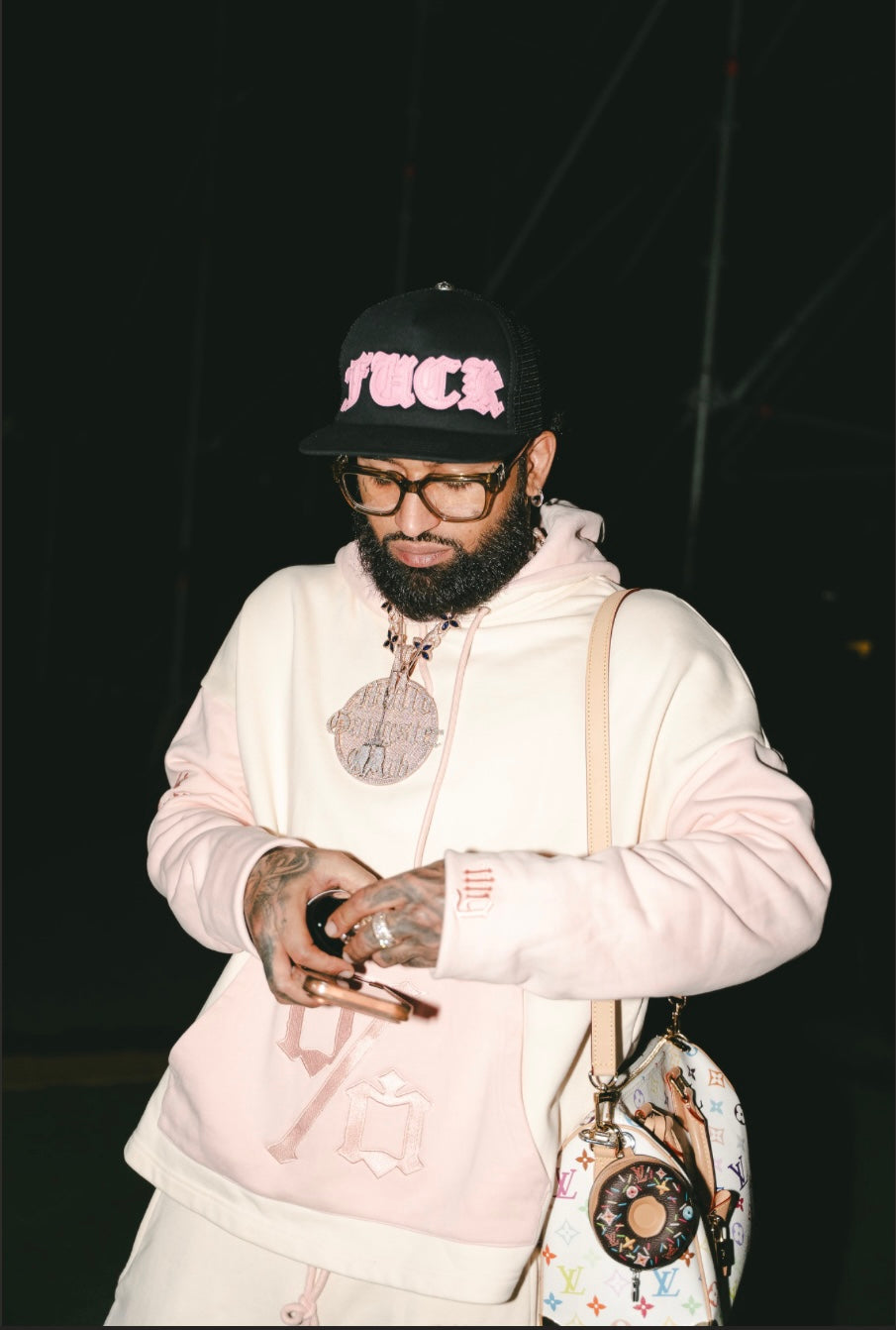 Millo Gang Designer % pink and creme hoodie by Bryant Myers – photo 1