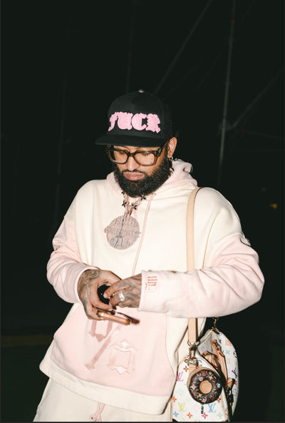 MILLO GANG DESIGNER % PINK AND CREME HOODIE